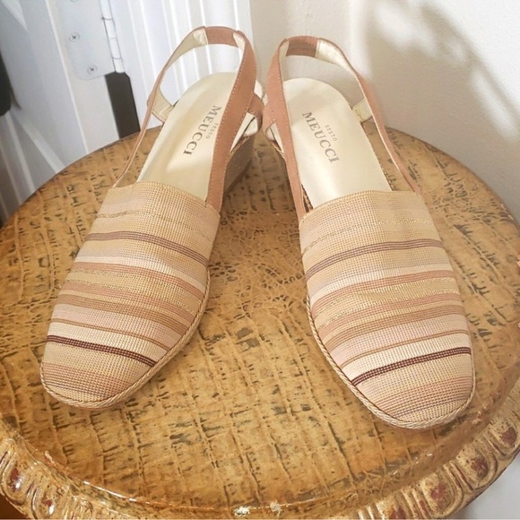 090. Sesto Meucci of Florence Italian gold wedges size 9 - Picture 6 of 8